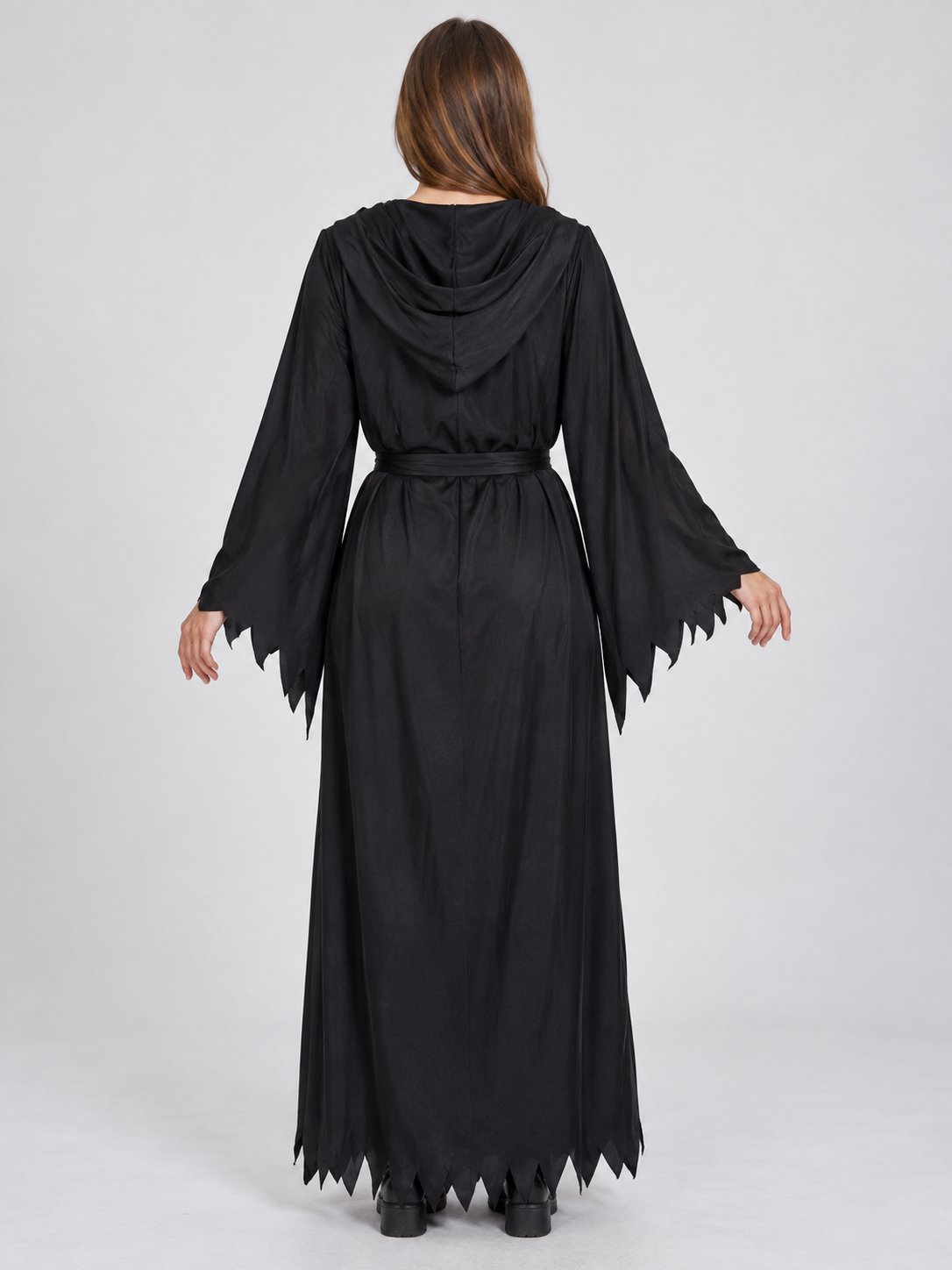 Black Hooded Robe Costume with Belt