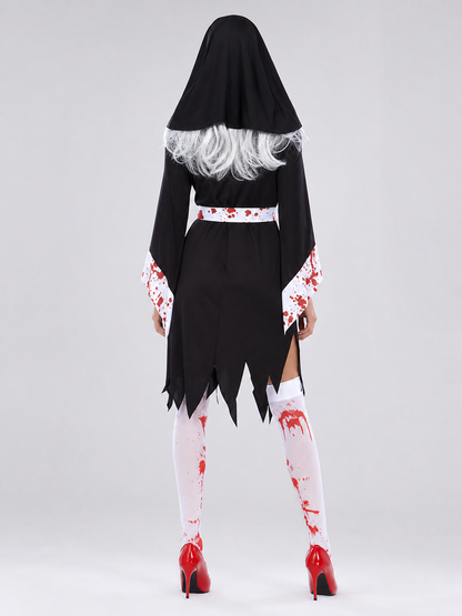 Cosplay Costume with Bloodstains, White and Black