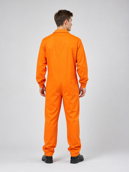 Orange long-sleeve jumpsuit with chest patch product view 24