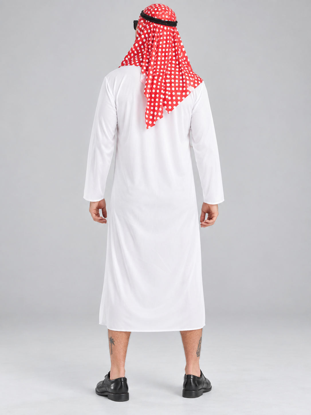 Carnival Costume with Headscarf and Pixel Glasses back view