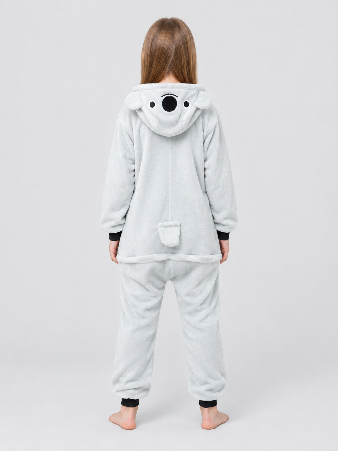 Light gray hooded pajama jumpsuit with ears