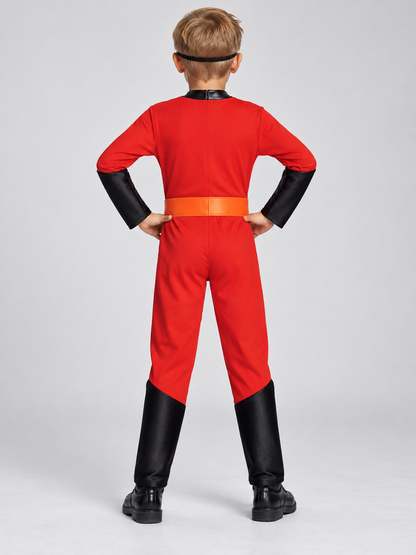 Kids' Superhero Carnival Costume, Red, with Mask
