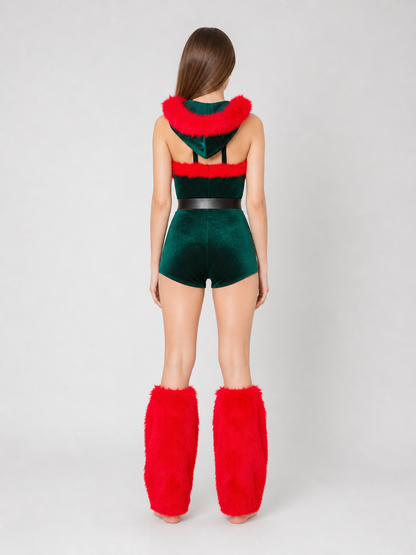 New Year's Carnival Costume with Red Trim back view