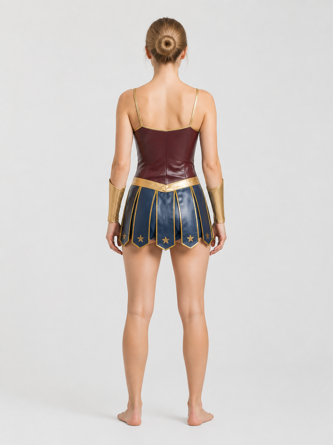 Roman God Cosplay Costume with Belt and Wrist Guards back view