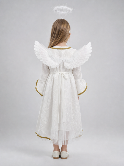 Angel Costume: White Dress with Wings and Halo