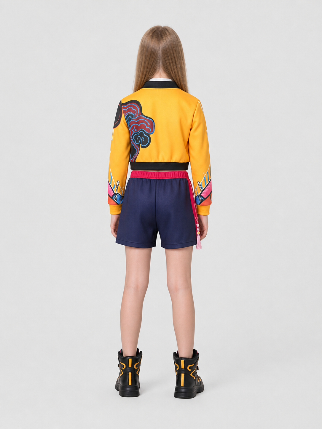 Superhero-Style Cosplay Costume: Jacket and Shorts back view