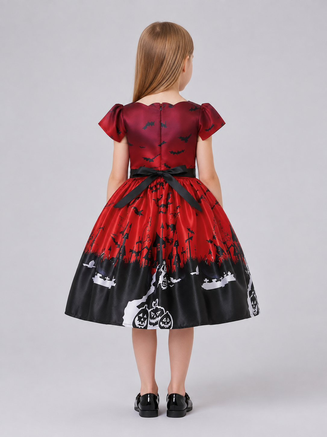 Children's Halloween Costume Dress with Witch Hat back view