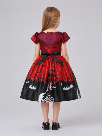 Children's Halloween Costume Dress with Witch Hat back view