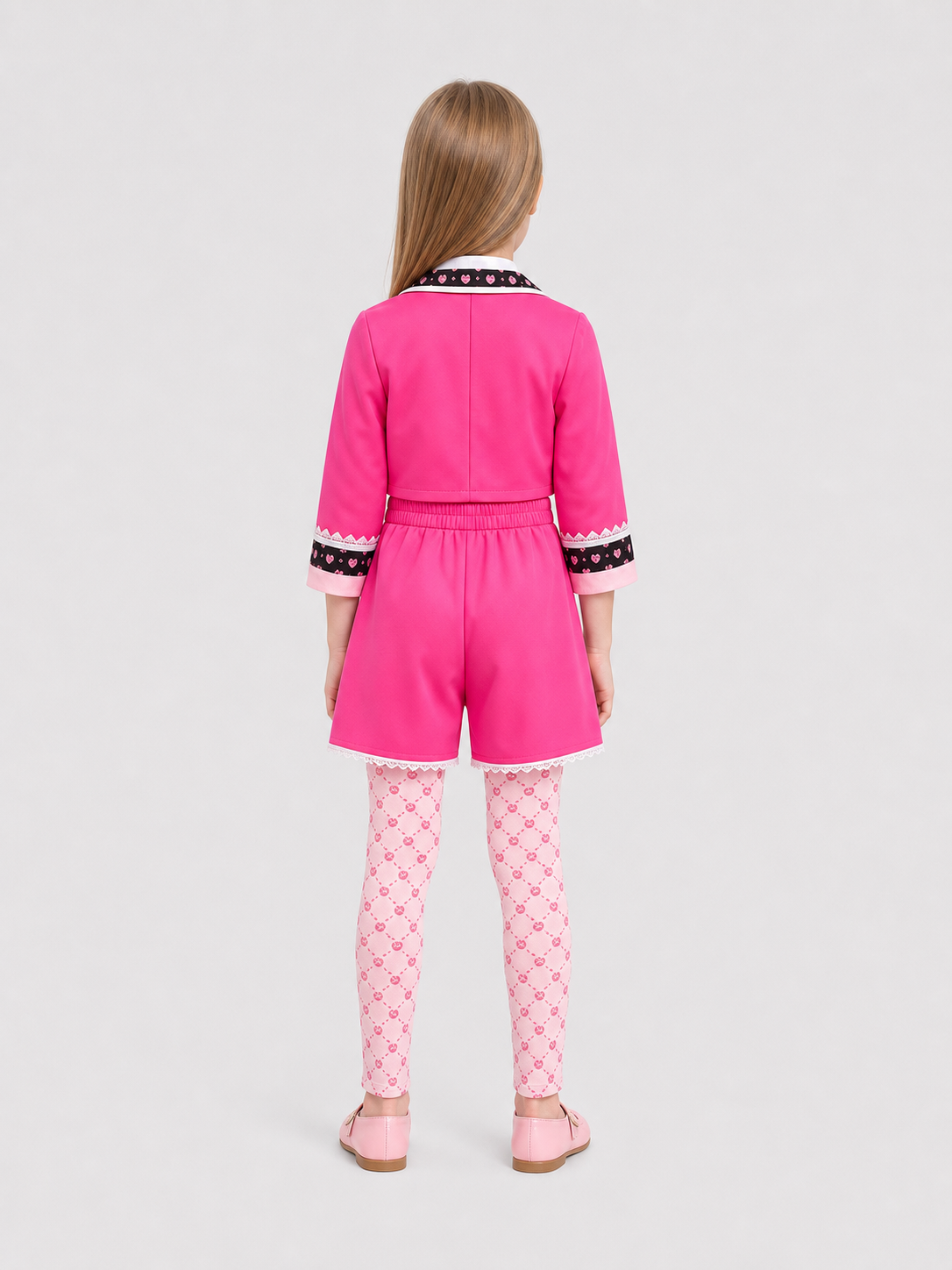 Children's Red Queen Cosplay Costume with Shorts back view