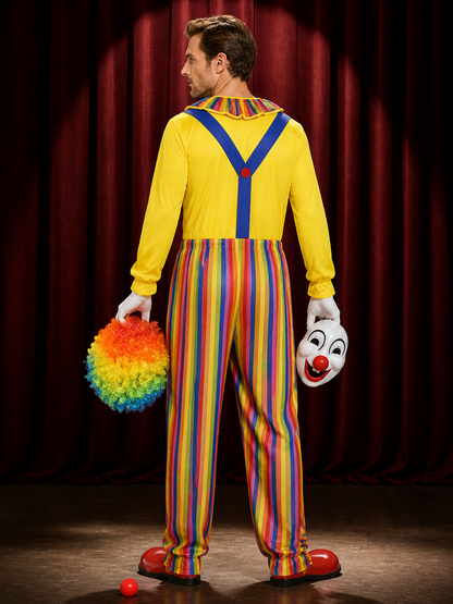 Rainbow Striped Clown Costume for Masquerades and Halloween back view