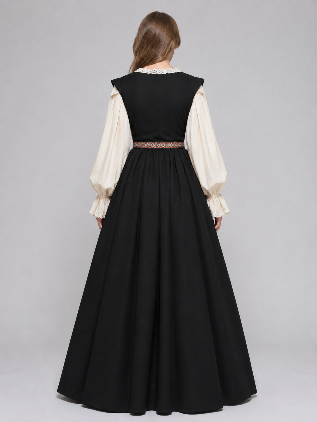 Medieval Retro-Style Lace-Up Dress back view