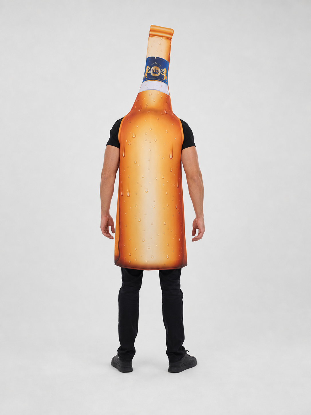 Beer bottle costume for themed celebrations and parties