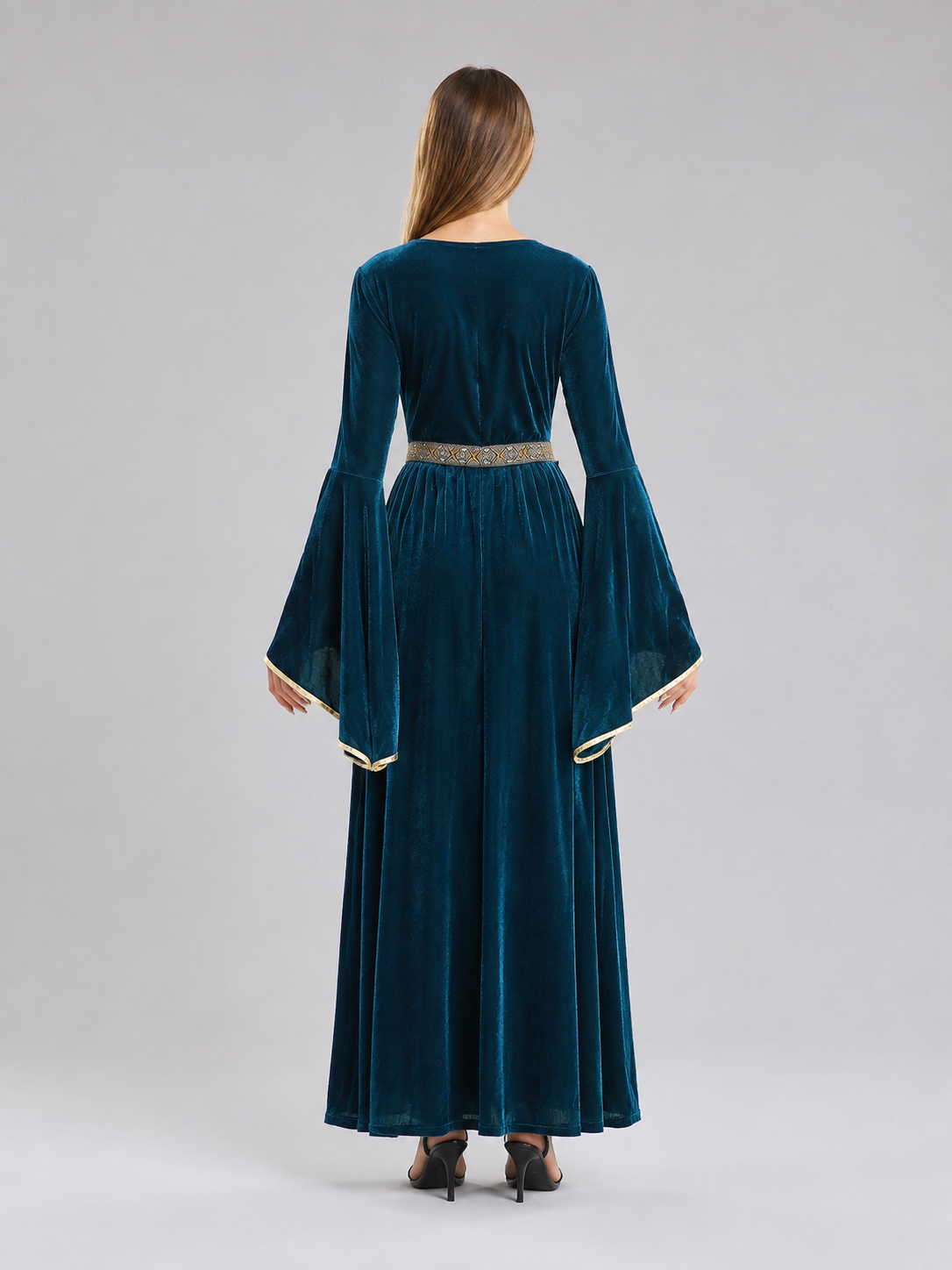 Medieval-Style Costume Dress with Belt back view