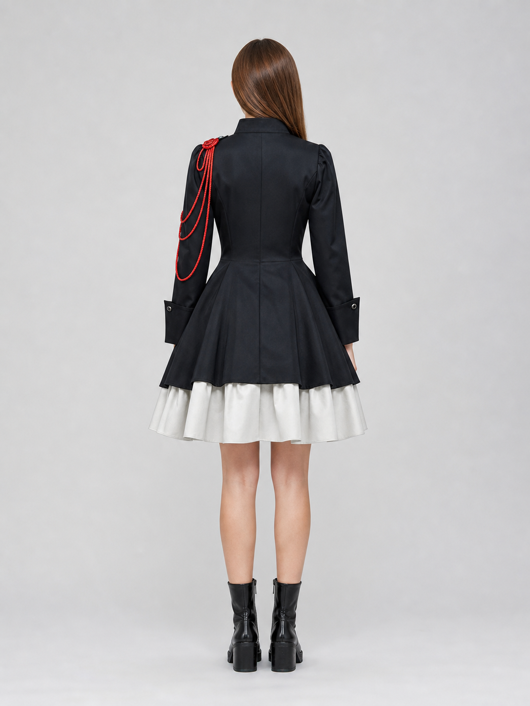 Gothic Dress with Double Rows of Buttons and a Bow