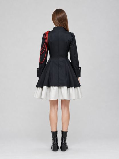 Gothic Dress with Double Rows of Buttons and a Bow