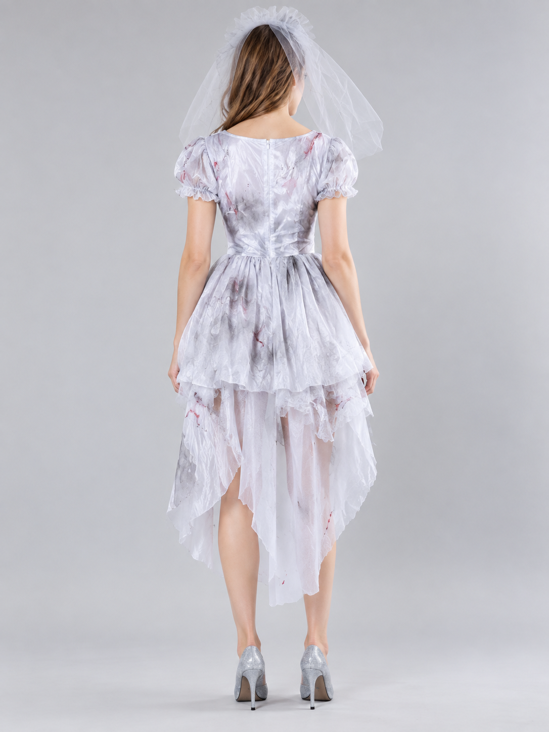 White Ghost Bride Carnival Costume with Veil