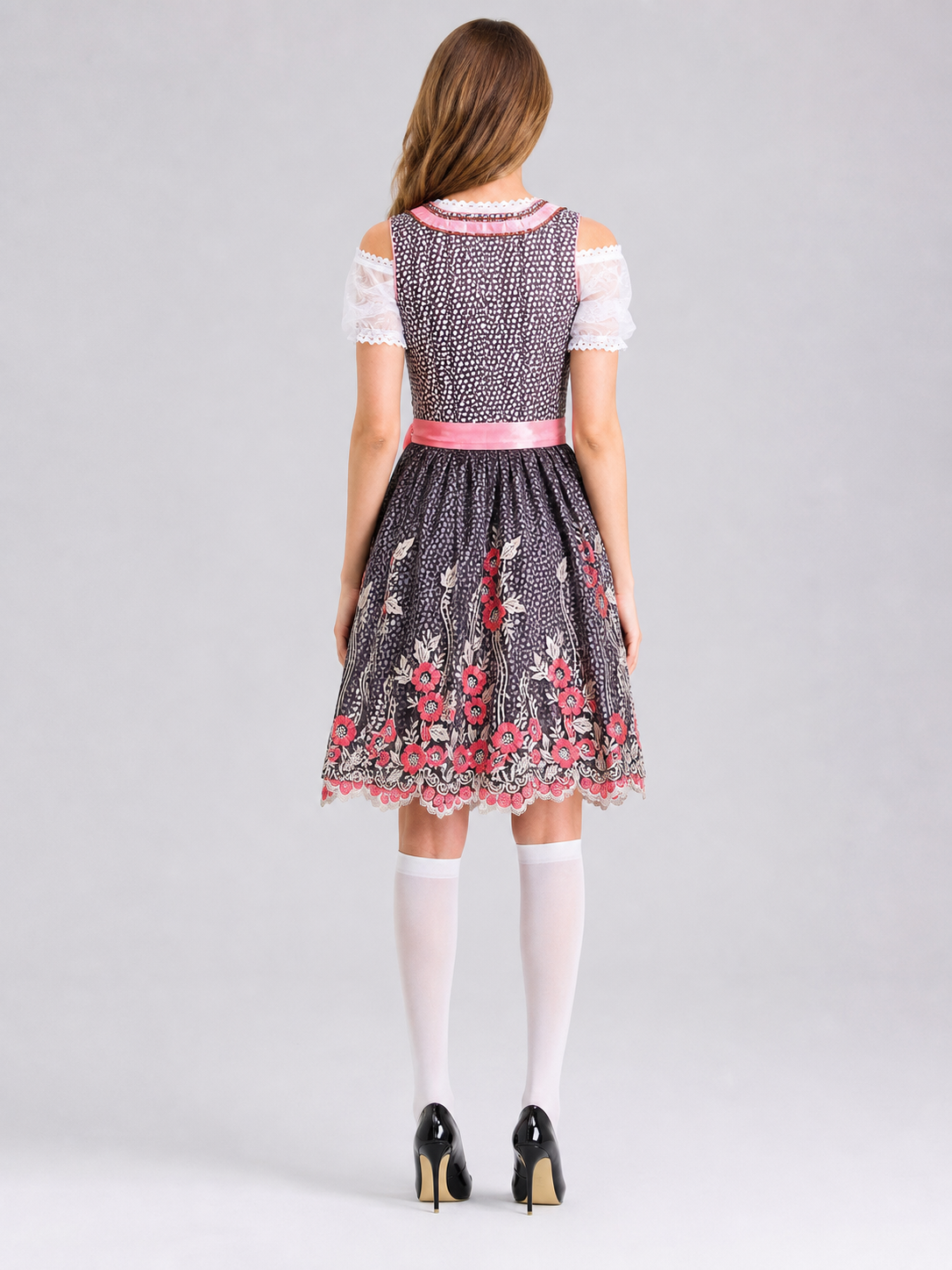 Bavarian-Style Dress with Bow and Lace