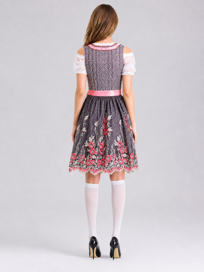 Bavarian-Style Dress with Bow and Lace