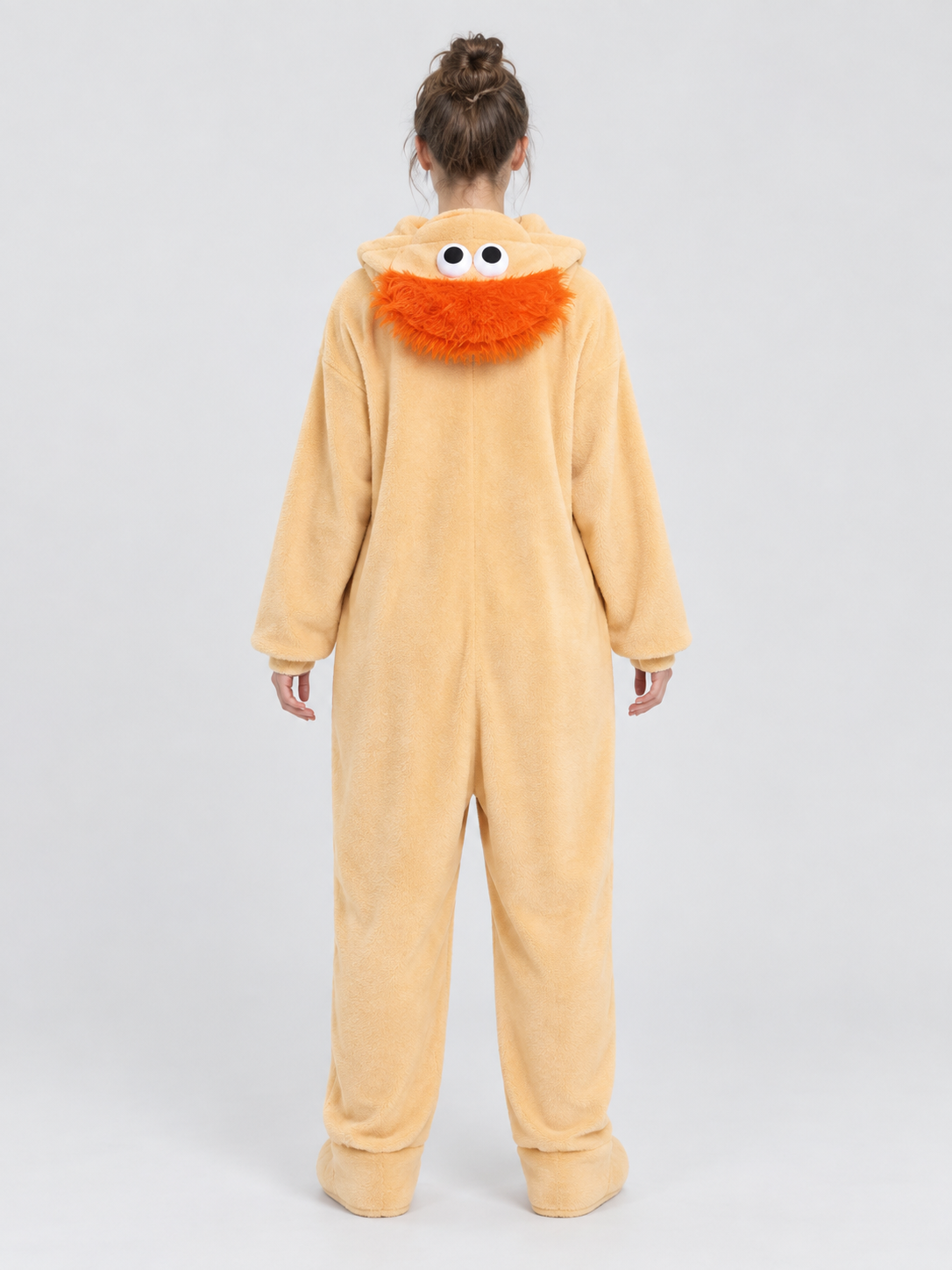 Fleece Pajama Jumpsuit with a Puffy Cartoon Face