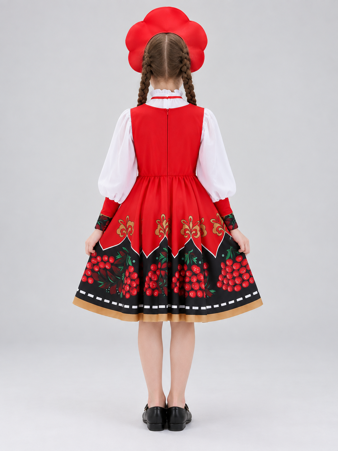 Children's stage costume in Russian folk style, red