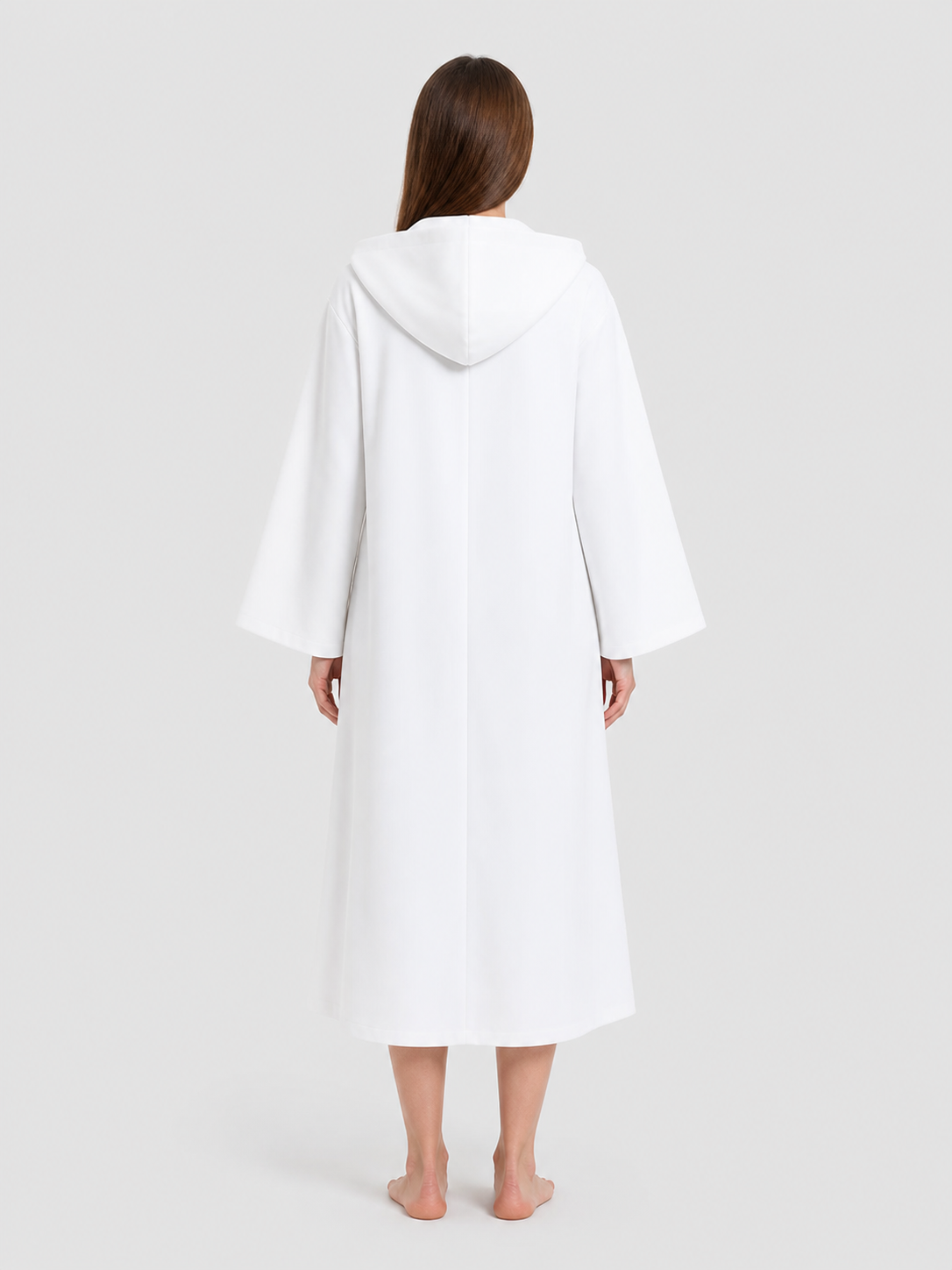 White Long Hooded Cosplay Robe back view