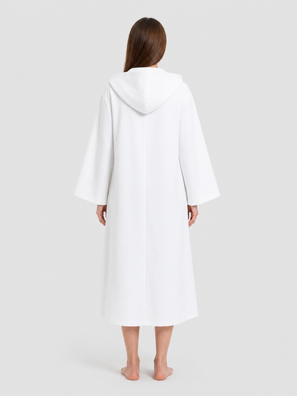 White Long Hooded Cosplay Robe back view