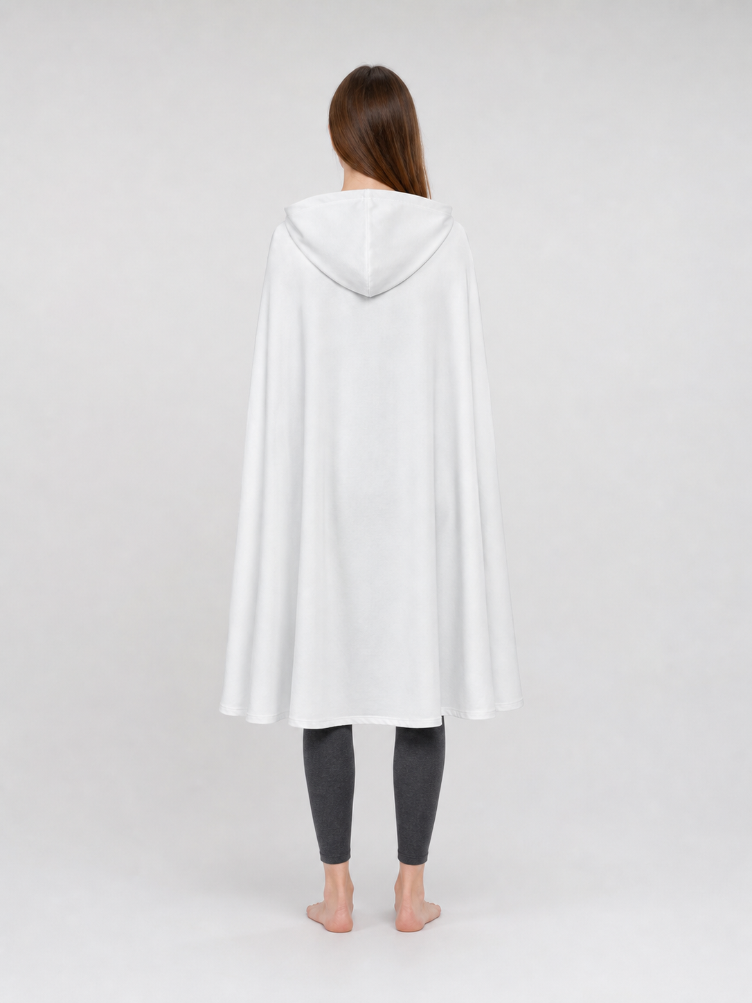 White medieval costume cloak with hood