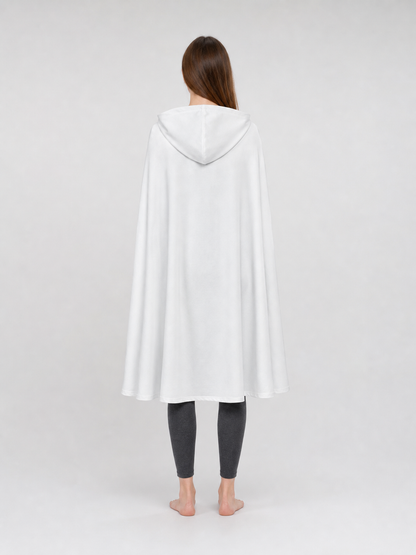 White medieval costume cloak with hood