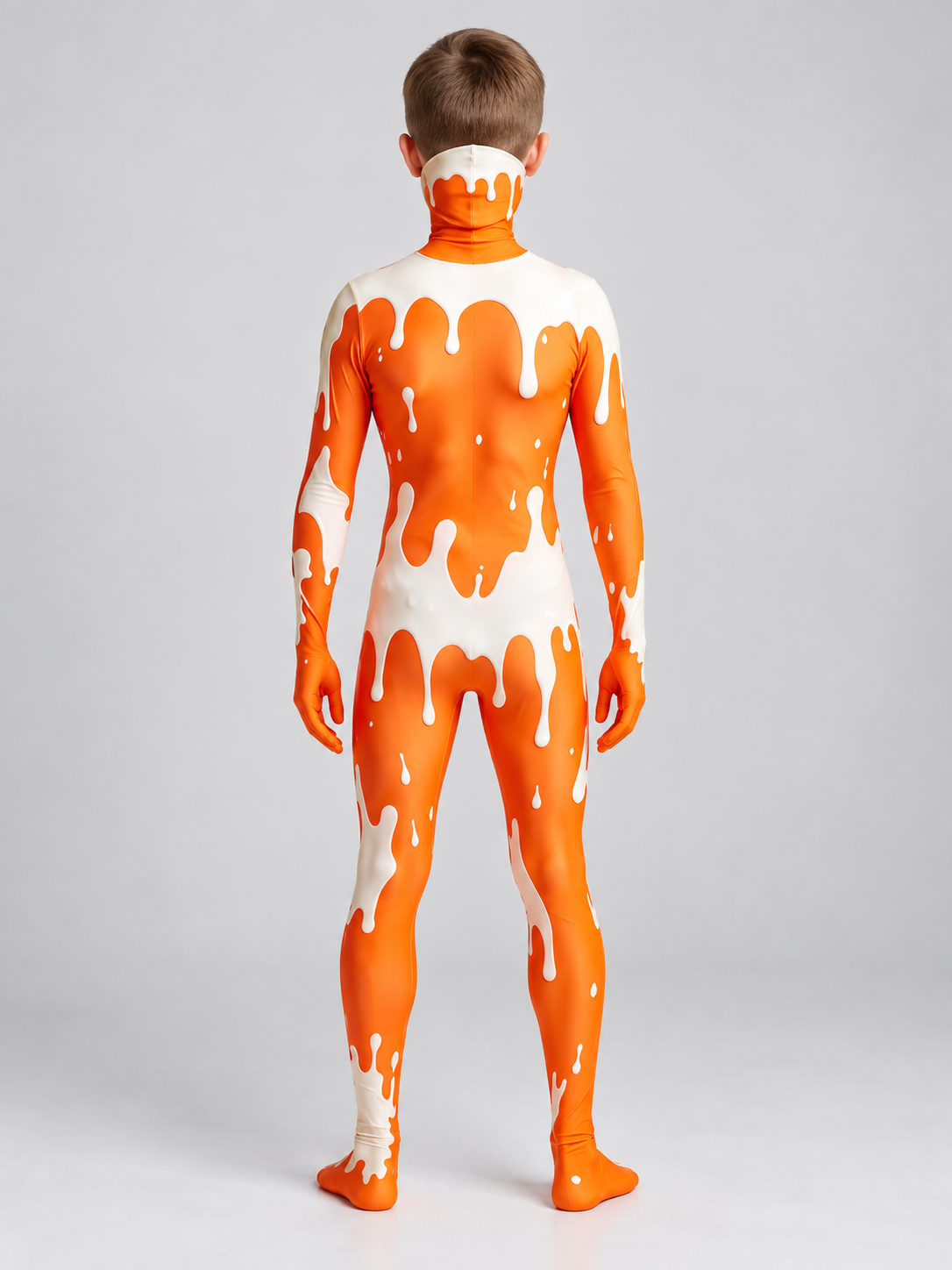 Clown Bodysuit Costume with Enclosed Headpiece back view