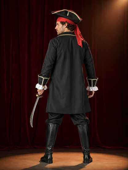 Pirate Costume with Coat and Hat for Halloween back view