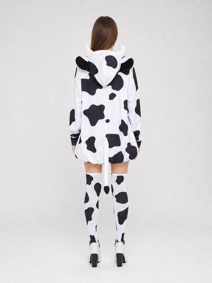 Adult Cow Costume with Headband, Tail, and Leg Warmers