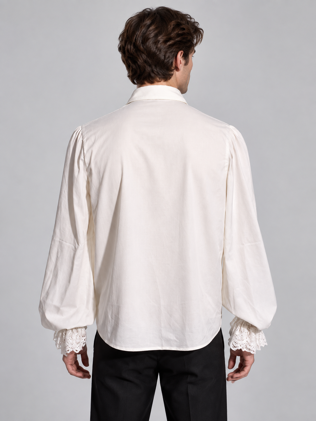 White shirt with a jabot and lace cuffs