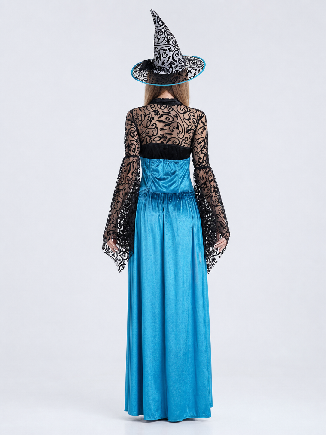 Halloween Witch Costume with Hat and Wand