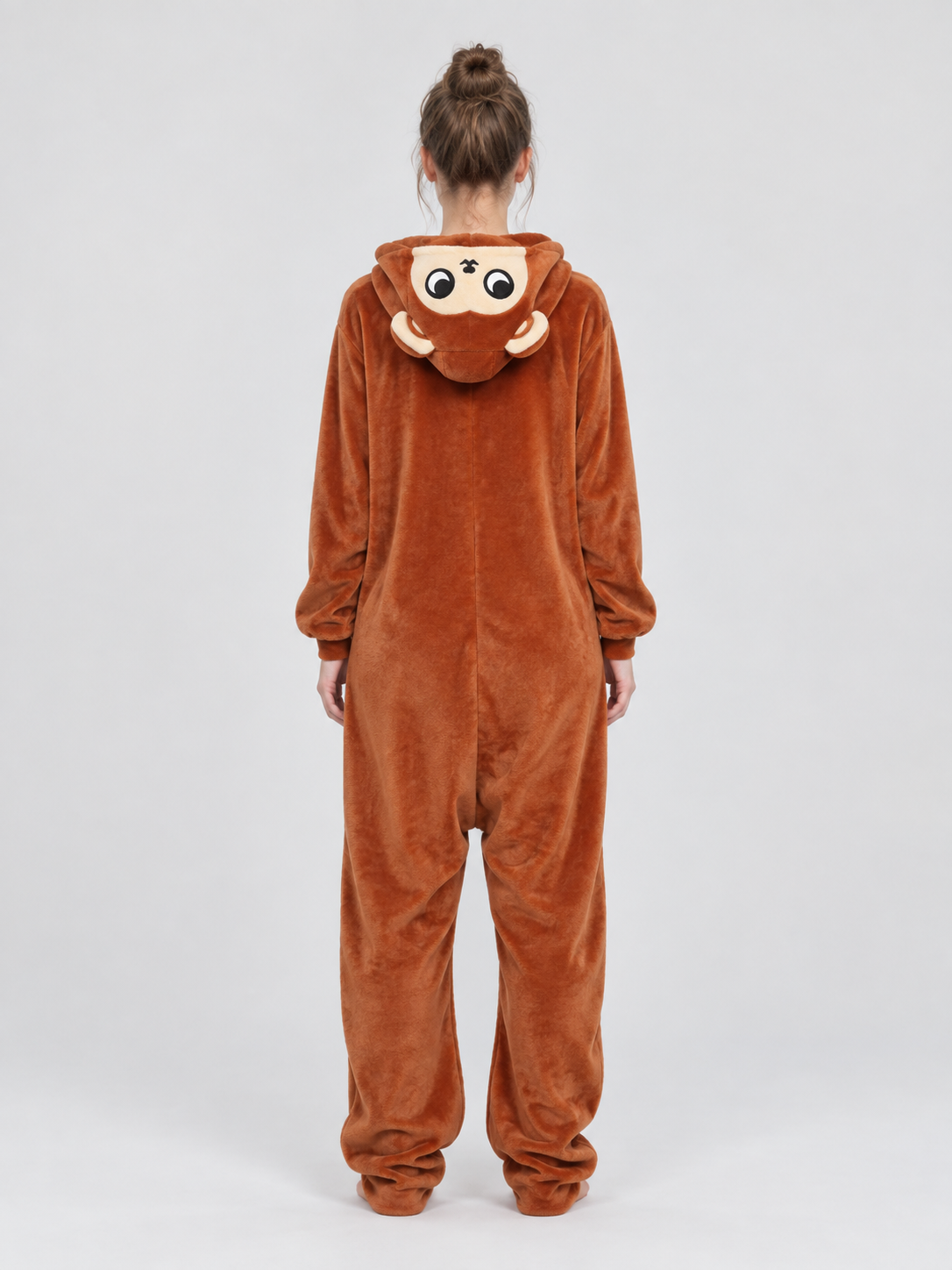 Brown Kigurumi Pajama with Hood, Ears, and Face