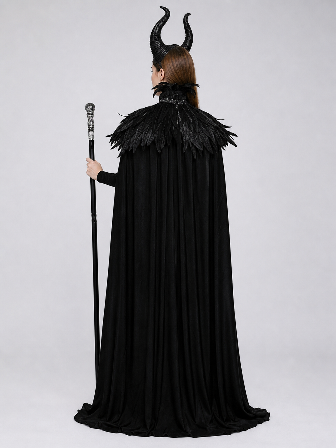 Black cape with scepter, dark fantasy-style set