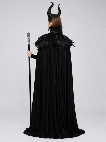 Black cape with scepter, dark fantasy-style set
