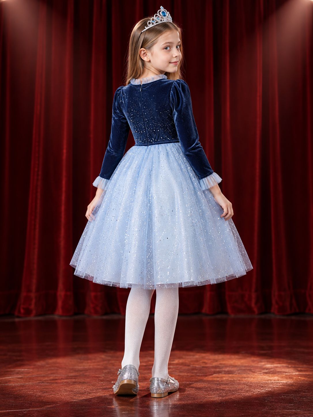 Kids' Princess Costume with Glitter, Blue