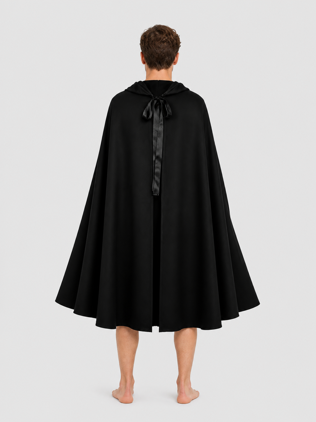 Medieval Black Hooded Cloak of Death back view