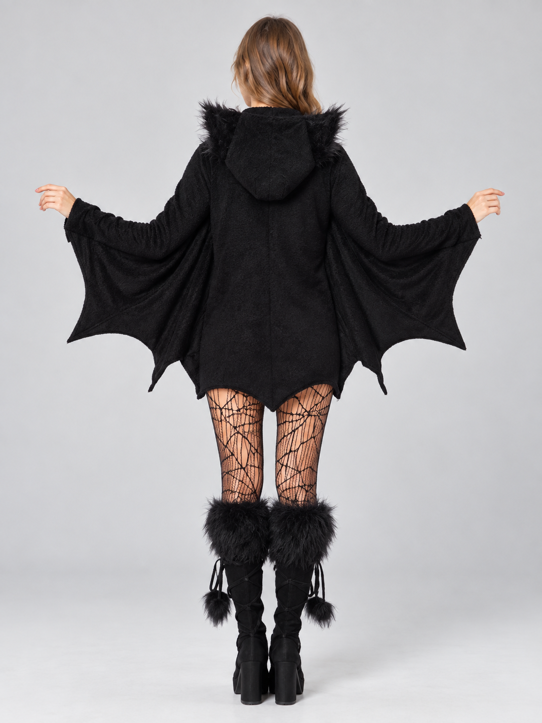 Black Vampire Costume with Hood and Ears