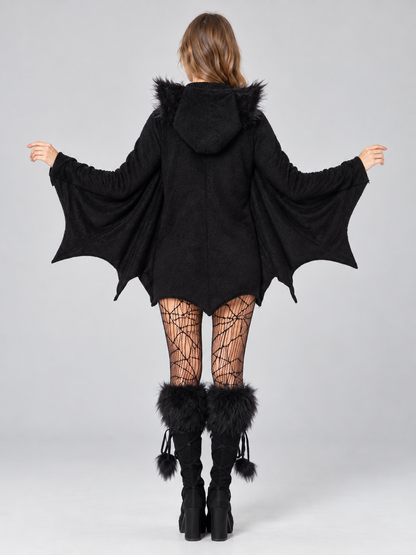 Black Vampire Costume with Hood and Ears
