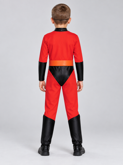 Kids' Superhero Carnival Costume Red with Mask