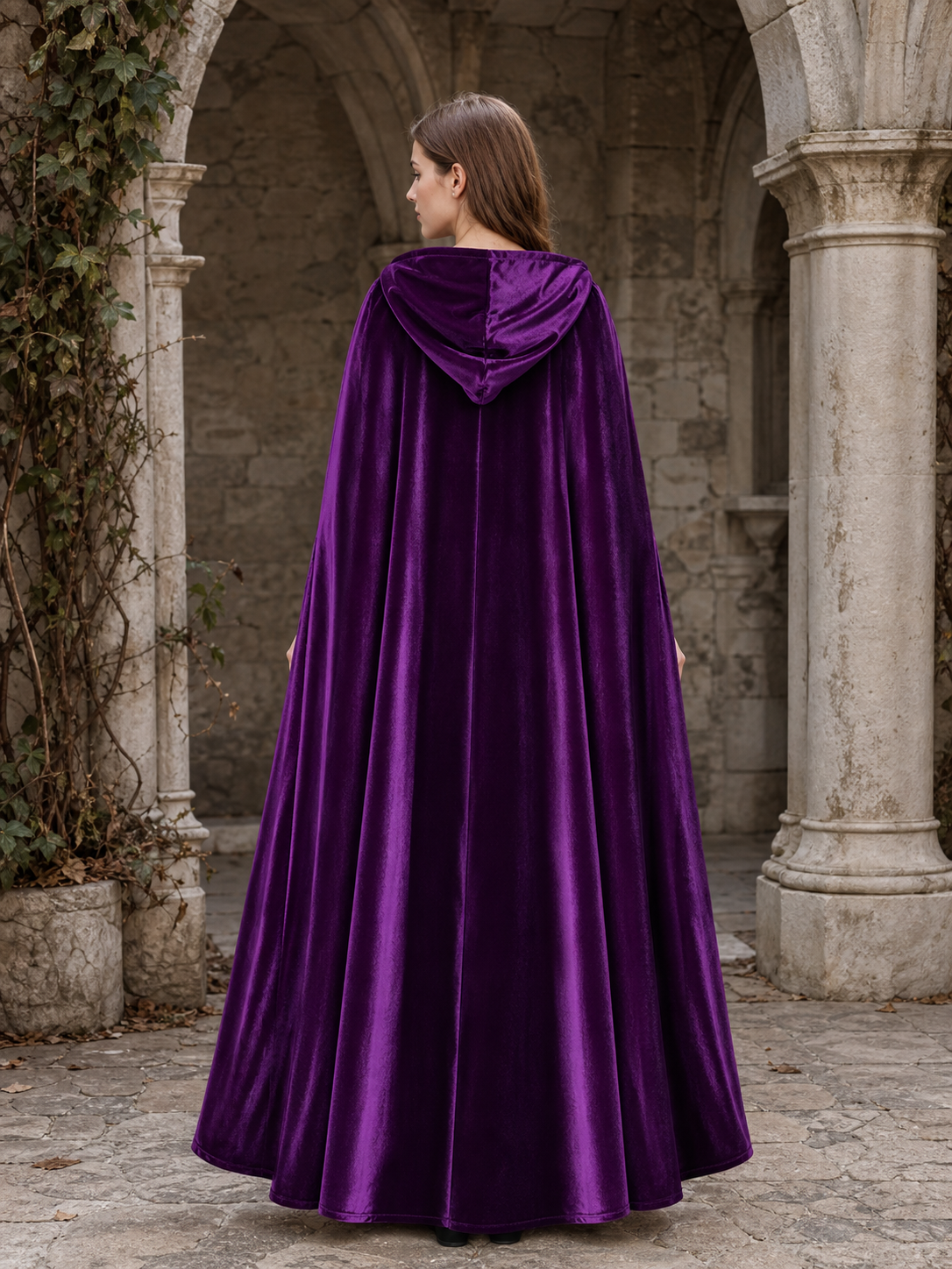 Purple Hooded Costume Cloak