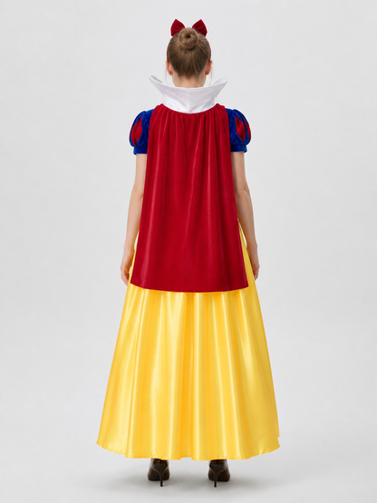 Snow White Costume with Red Bow and Cape back view