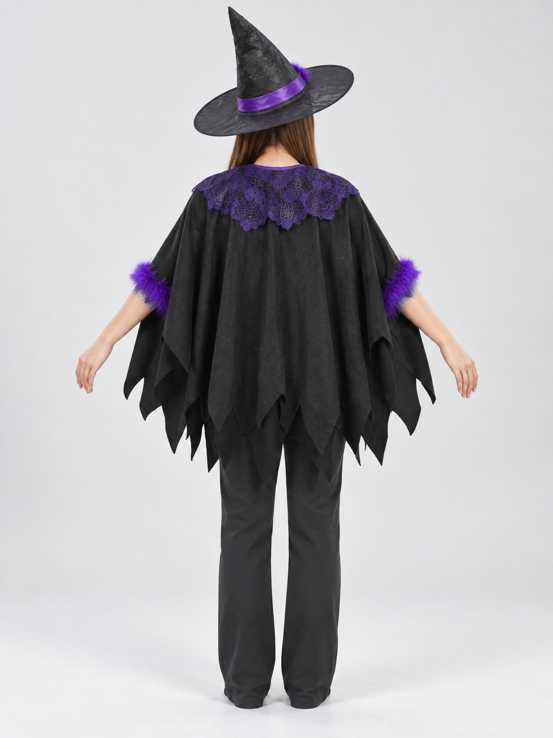 Witch Costume: Cloak and Hat, Black and Purple