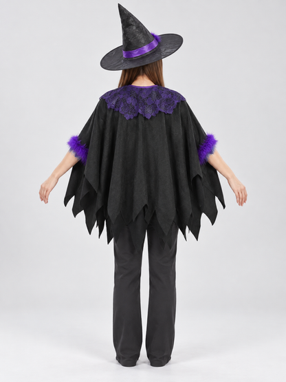 Witch Costume: Cloak and Hat, Black and Purple
