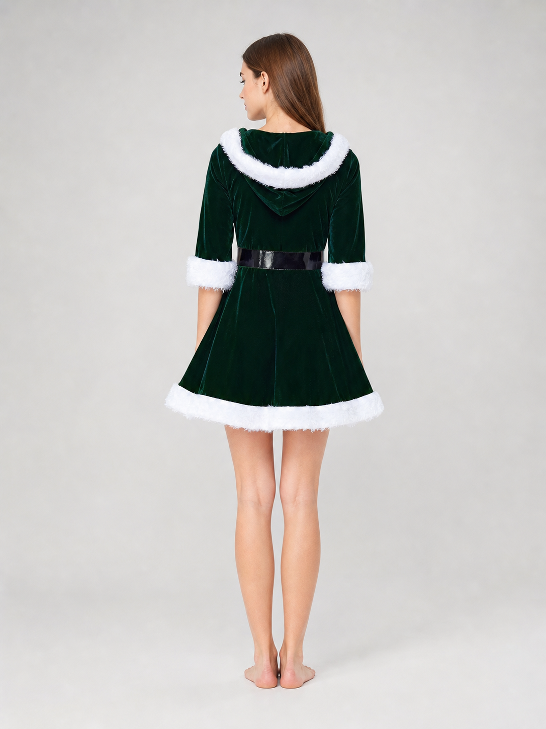 Festive dress with hood and belt
