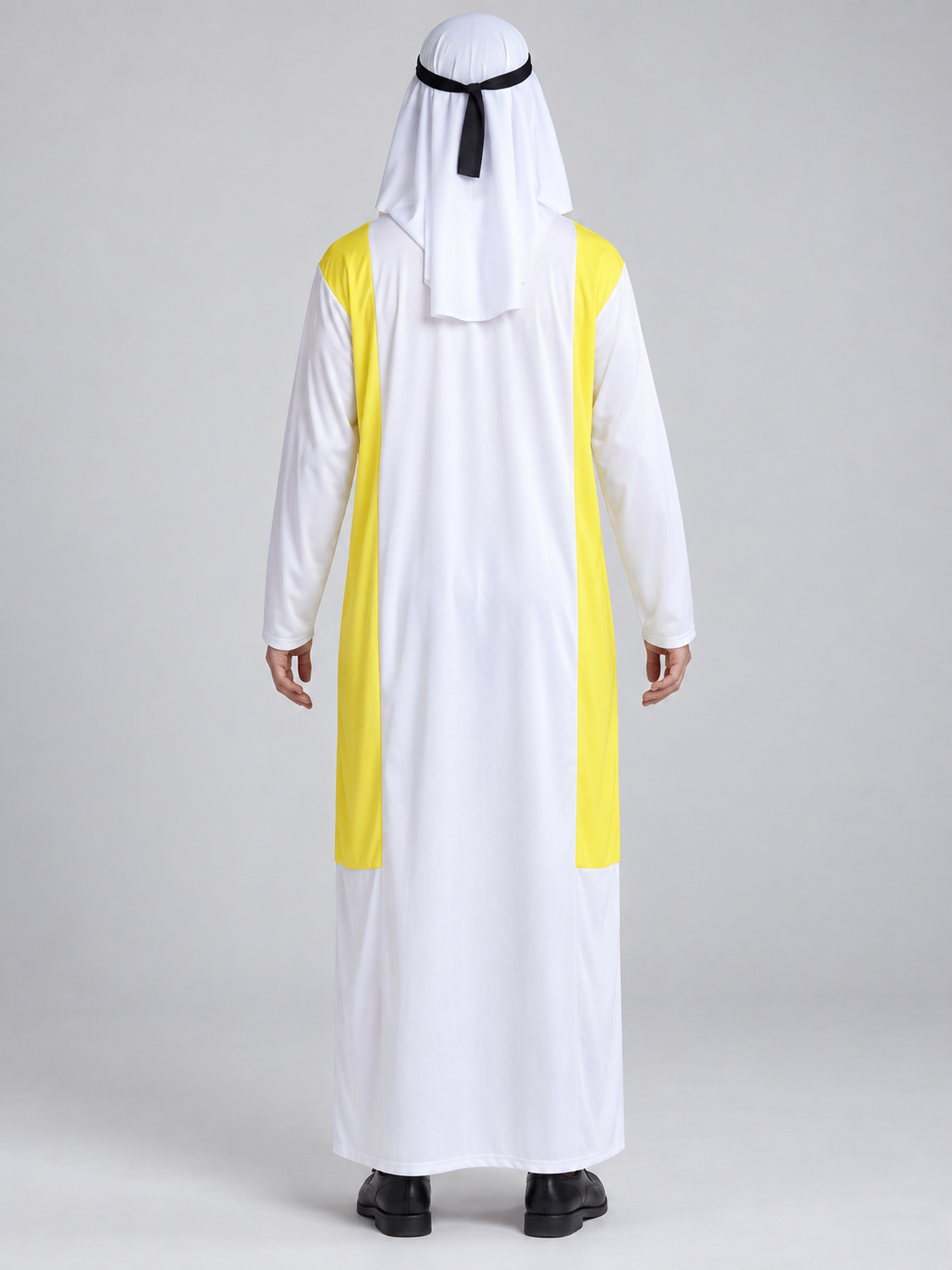 Carnival costume with yellow side inserts and mustache
