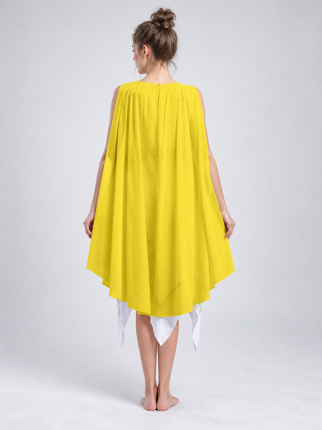 Greek-Style Carnival Costume with Yellow Cape