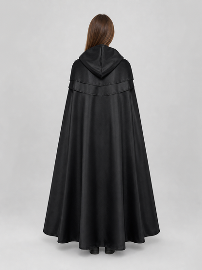 Black Hooded Cloak with Necklace