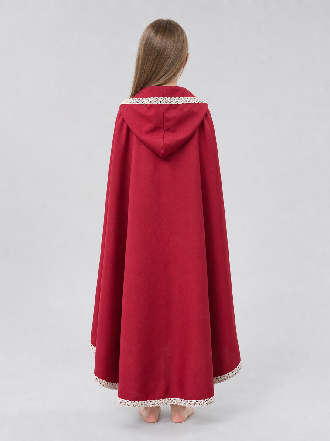 Long Red Hooded Costume Cape